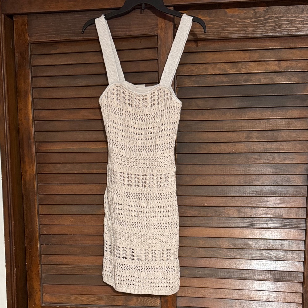 Abercrombie & Fitch Beige Open-Knit Mini Dress